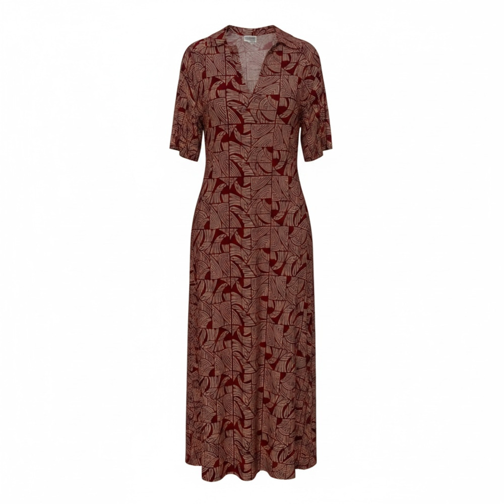 NWT Ma'opu Designs Red & Beige Rayon Maxi Dress